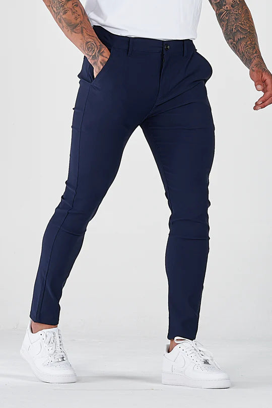 Herren eng anliegende Chinohose mit elastischem Bund und stylishem Design EB
