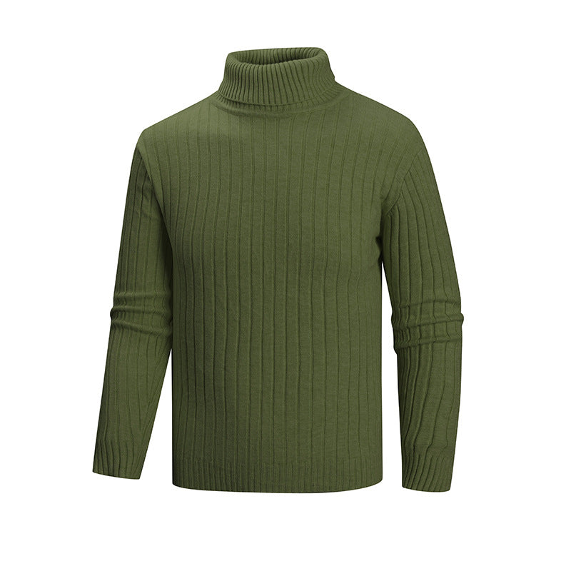 Herren eleganter Pullover mit hohem Kragen und feiner Rippenstruktur EB