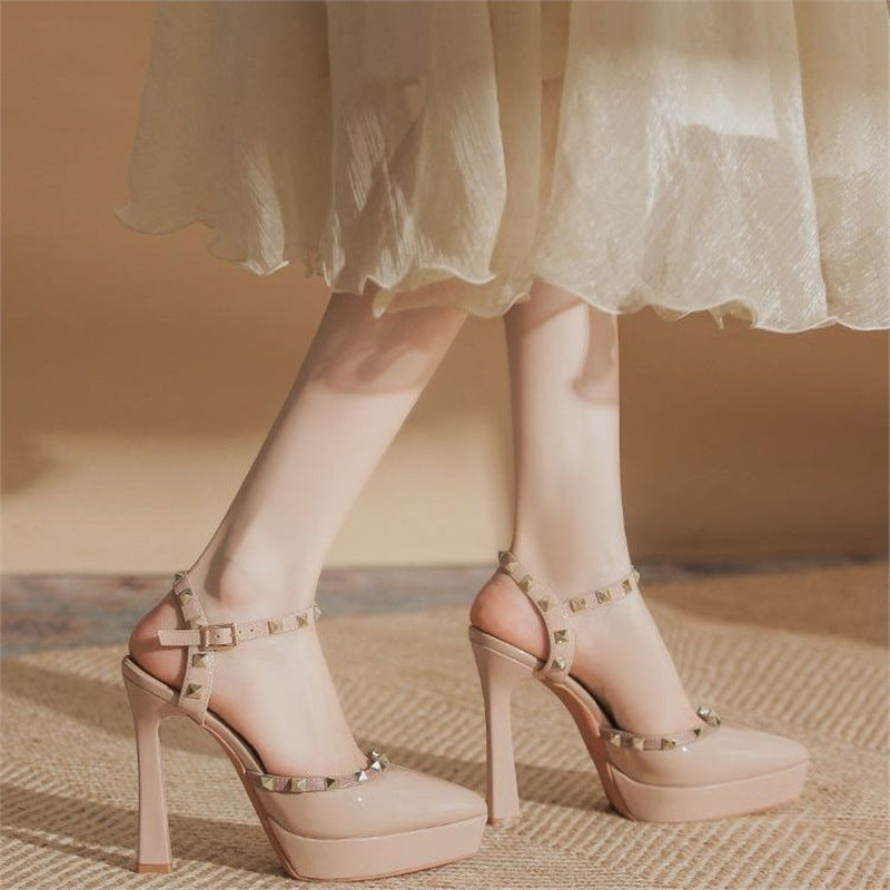 Damen elegante Plateau-Pumps mit Schmuckdetails EB