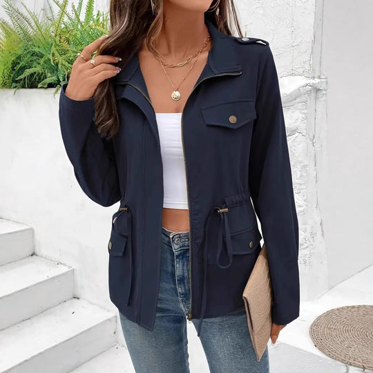 Damen Übergangsjacke mit verstellbarem Taillenzug und praktischen Taschen EB