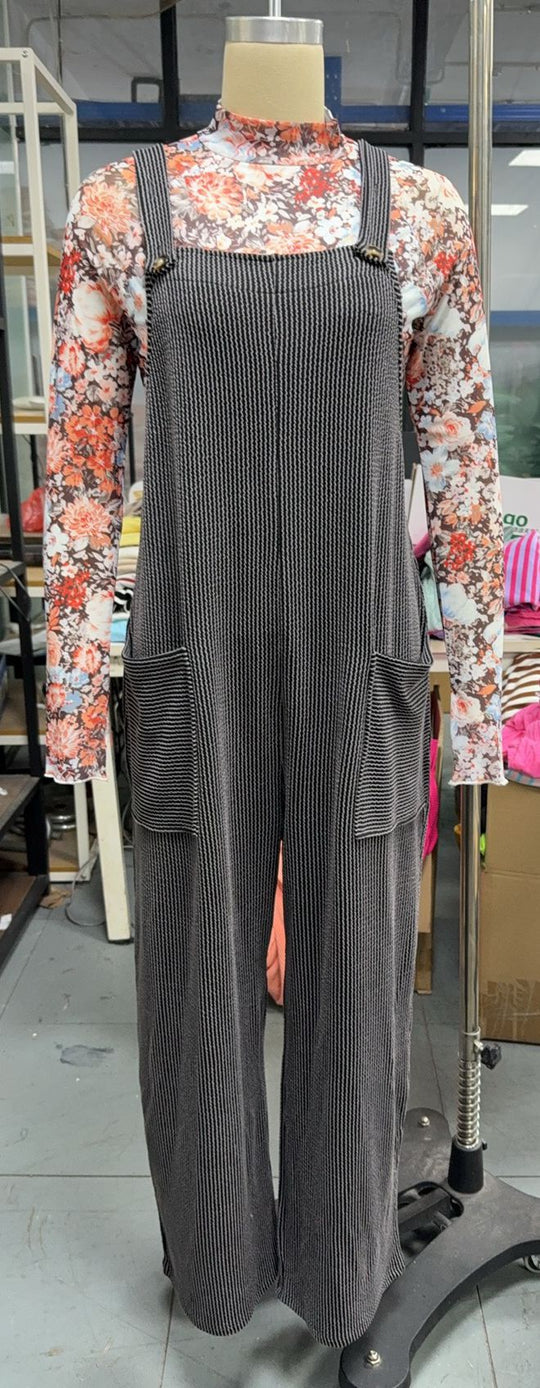 Damen lässiger Cord-Overall mit praktischen Taschen und breiten Beinen EB