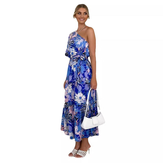 Damen Maxikleid mit verspieltem asymmetrischen Schnitt und Puffärmel EB