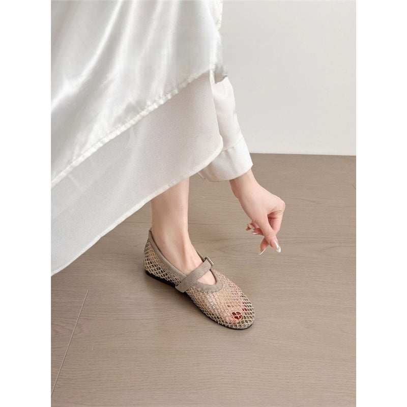 Damen modische Netz-Mary-Jane-Schuhe mit eleganter Schnalle EB