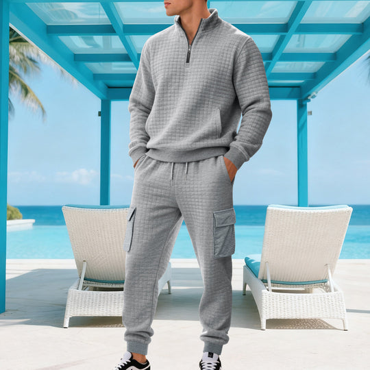 Herren Funkelndes Freizeit-Ensemble mit hohem Kragen und praktischen Taschen EB