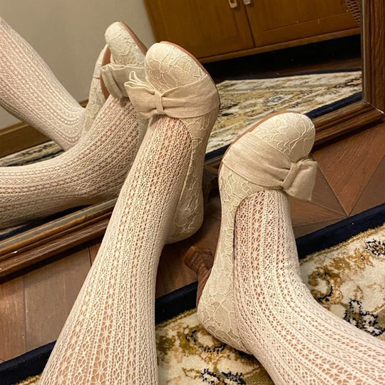 Damen Ballerinas mit zarten Spitzenakzenten und süßem Schleifendetail EB