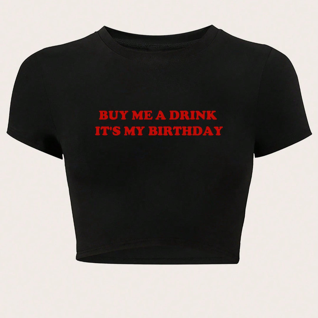 Damen Crop-Oberteil mit humorvollem Statementdruck EB