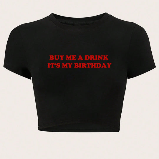 Damen Crop-Oberteil mit humorvollem Statementdruck EB