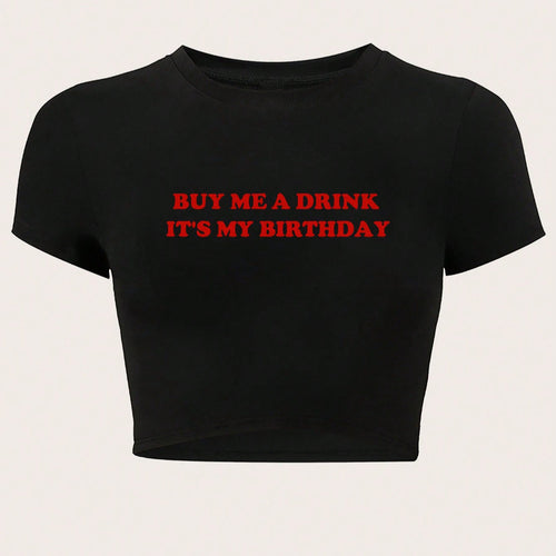Damen Crop-Oberteil mit humorvollem Statementdruck EB