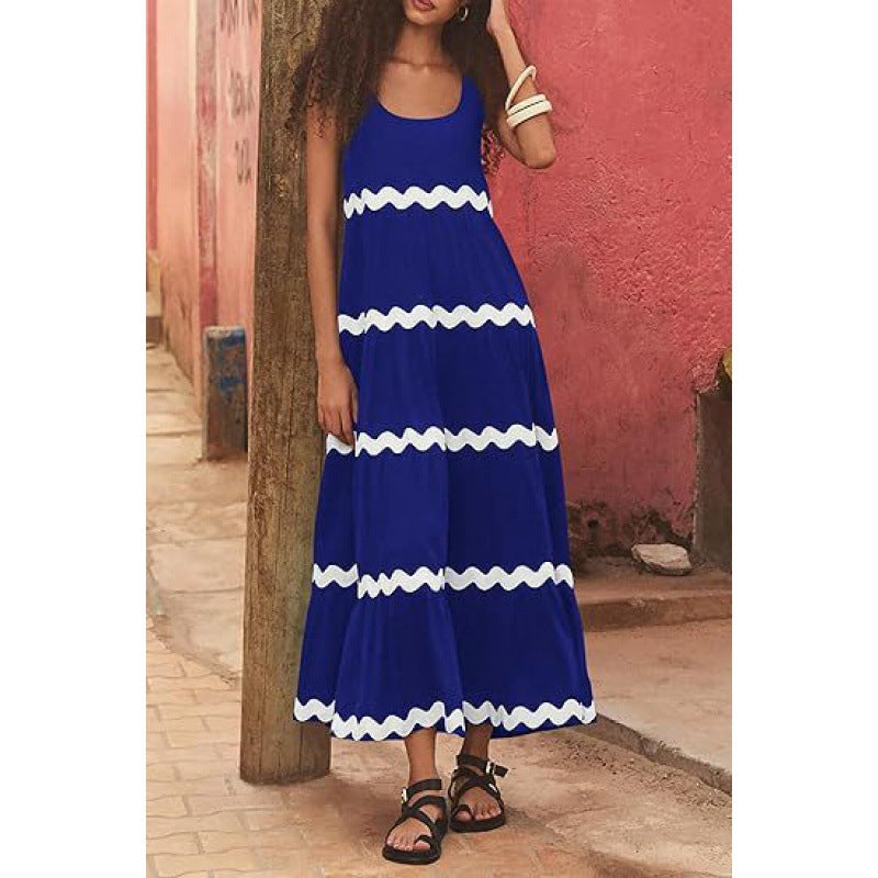 Damen Sommermaxikleid mit wellenförmigem Design EB
