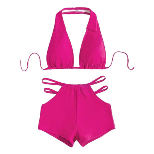 Damen Sport-Bikini mit hohem Bund und verstellbaren Trägern EB