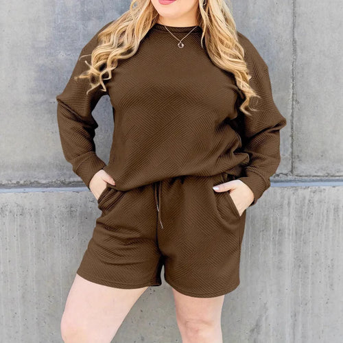 Damen Casual Sweatshirt und Shorts Set EB