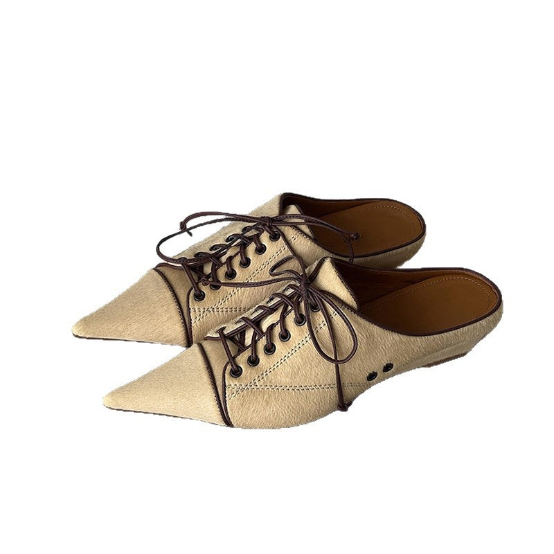 Damen elegante Schnürschuhe mit spitzem Schuhdesign und feinem Leder EB
