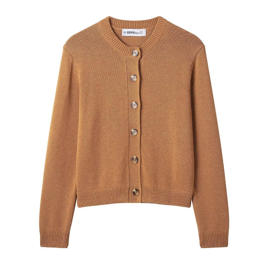 Damen Strickjacke mit Knopfdetails und Rundhalsausschnitt EB