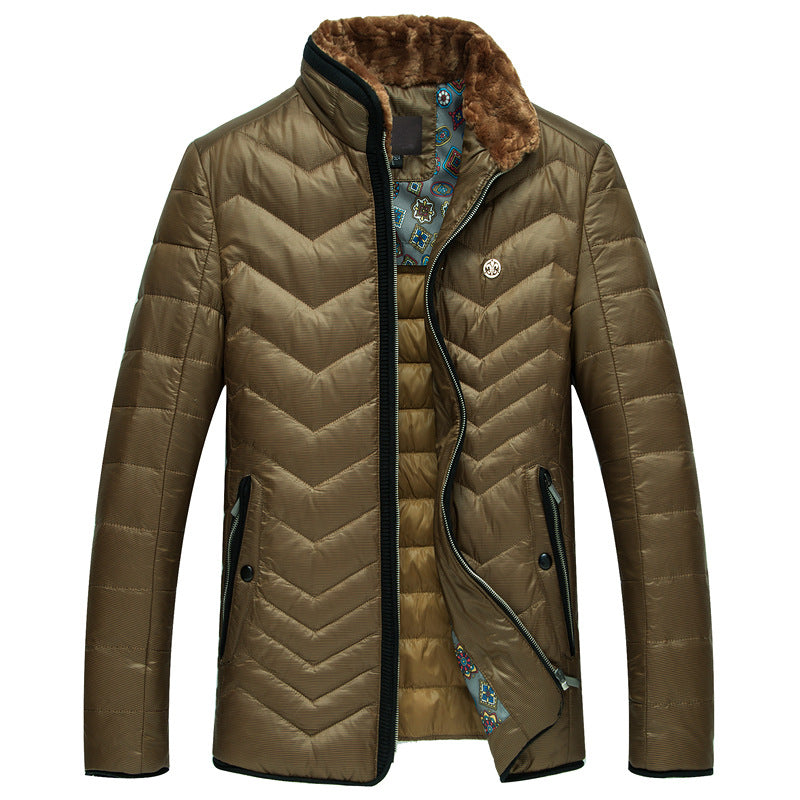 Herren Wattierte Kurzjacke mit Teddykragen und Wappenapplikation EB