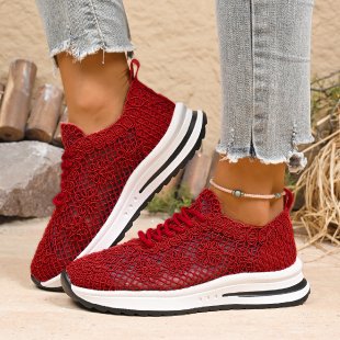 Damen  gestrickte Slip-On Plateau-Sneaker mit atmungsaktivem Obermaterial und gepolstertem Komfortfußbett EB
