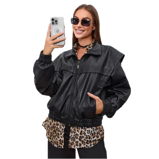 Damen modische Kunstlederjacke EB