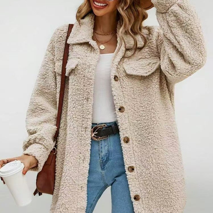 Damen Weiche und kuschelige Oversized-Jacke EB