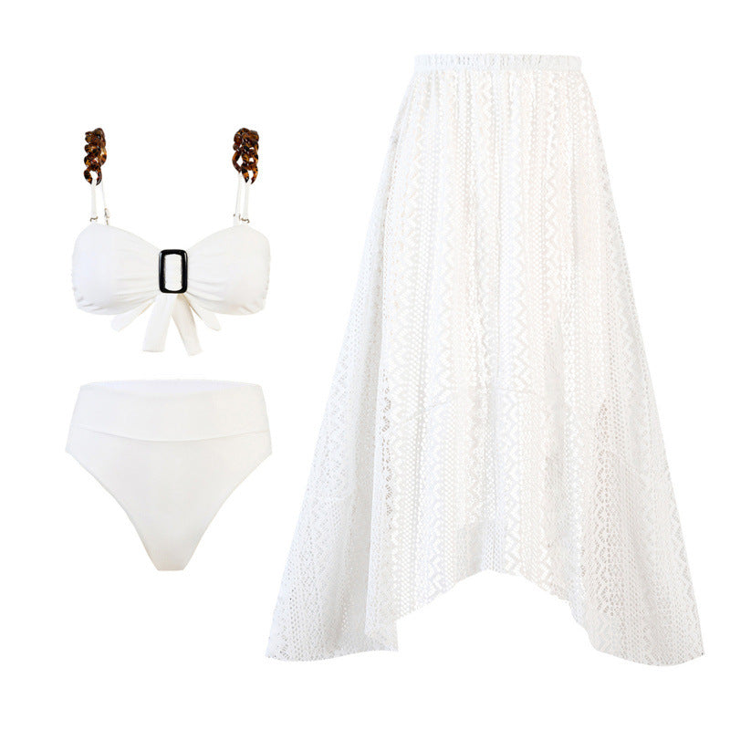 Damen Bikini-Set mit elegantem Wickelrock und raffinierten Trägerdetails EB