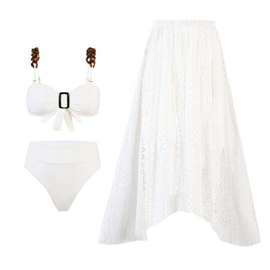 Damen Bikini-Set mit elegantem Wickelrock und raffinierten Trägerdetails EB