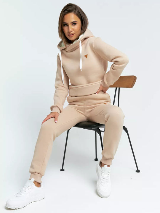 Damen Loungewear-Set mit Schalkragen-Hoodie und taillierter Jogginghose EB