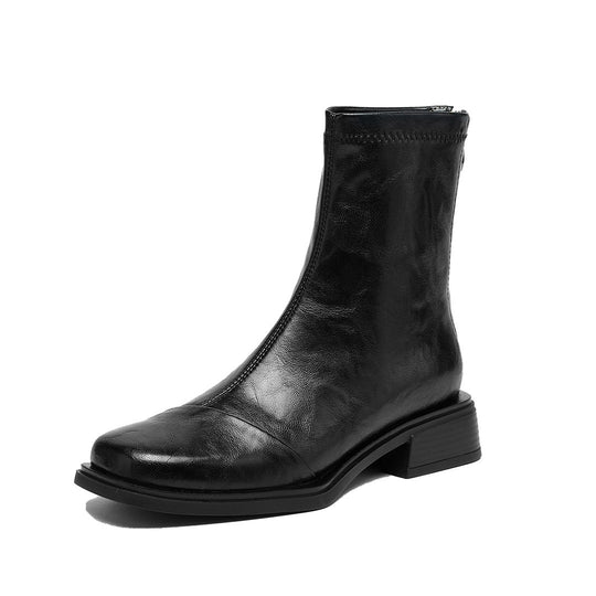 Damen elegante Ankle Boots mit modernem Reißverschluss und komfortablem Blockabsatz EB
