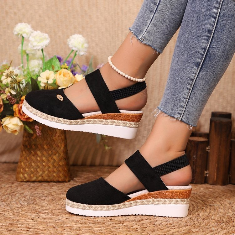 Damen Elegante Wedge-Sandalen mit atmungsaktivem Obermaterial EB