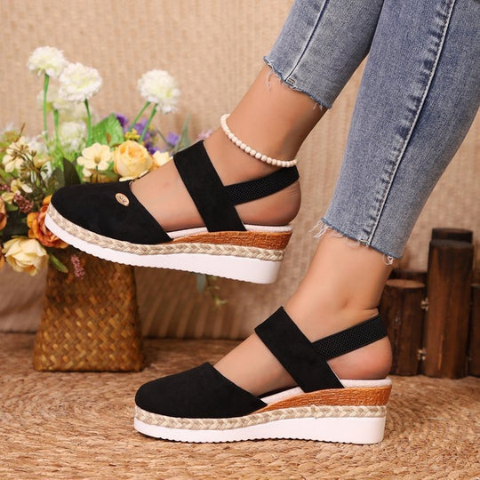 Damen Elegante Wedge-Sandalen mit atmungsaktivem Obermaterial EB