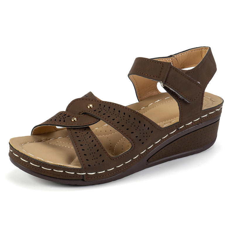 Damen Komfortable und modische Sandalen mit verstellbaren Klettverschlüssen und anatomischer Fußbettung EB