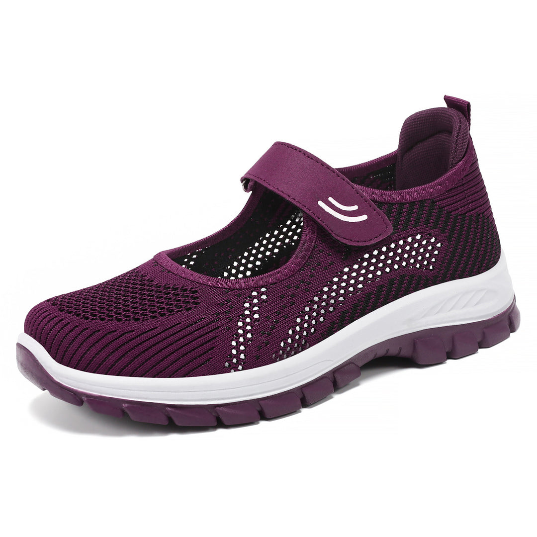 Damen Sportliche Slip-On Sneakers mit verstellbarem Klettverschluss und atmungsaktivem Obermaterial EB