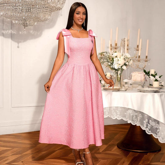 Damen Elegantes Abendkleid mit breiten Satinschleifen EB