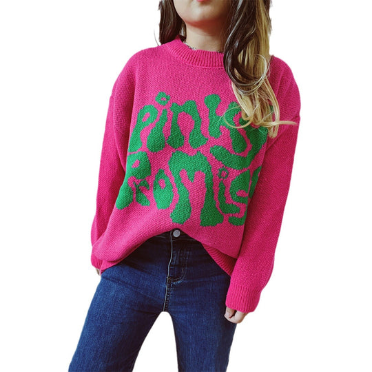 Damen lässiger Pullover mit großflächiger Schriftzug-Applikation EB