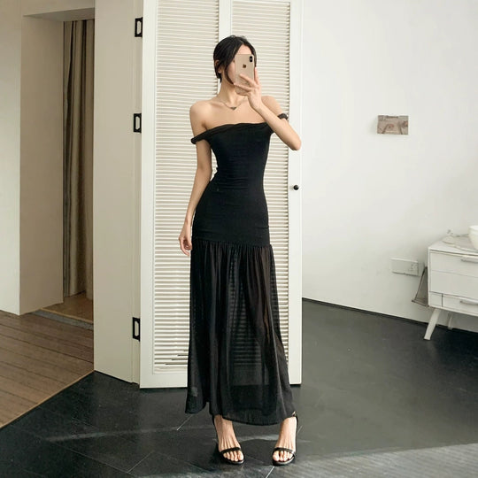 Damen Maxi-Kleid mit elegantem Schößchen EB