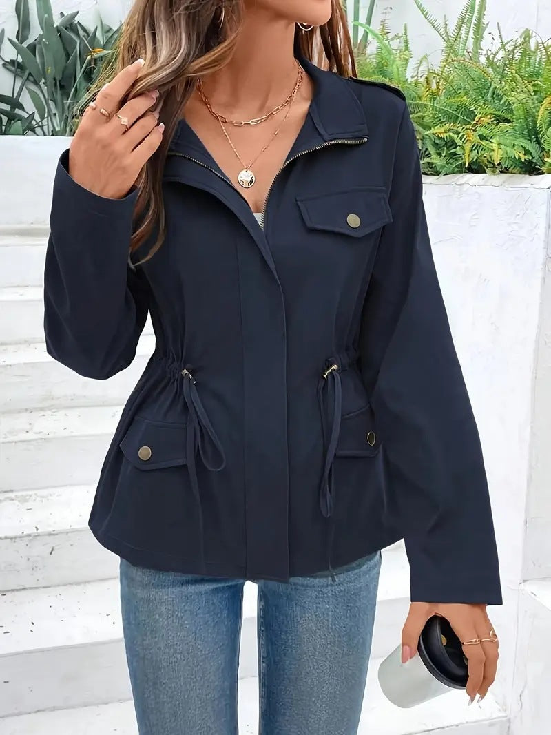 Damen Übergangsjacke mit verstellbarem Taillenzug und praktischen Taschen EB