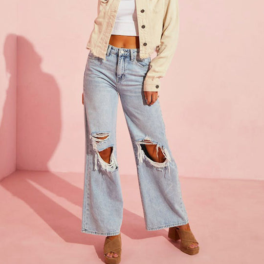 Damen Jeansjacke mit lässigem Schnitt und fransigem Saum EB