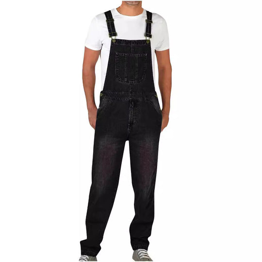 Herren Denim-Latzhose im lässigen Schnitt mit verstellbaren Trägern EB