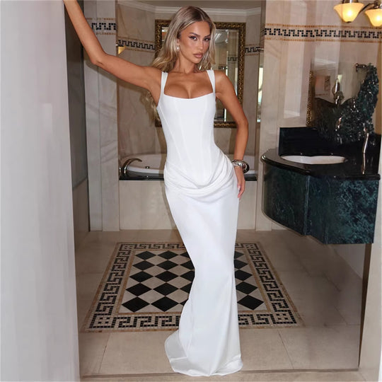 Damen Elegantes Maxikleid mit raffiniertem Drapierungseffekt EB