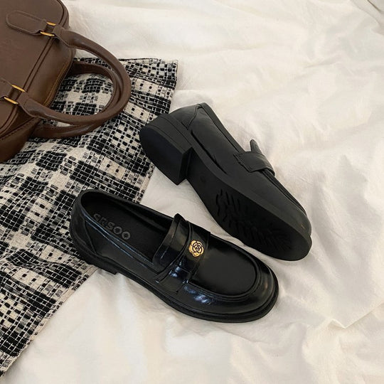 Damen elegante Mokassins mit dekorativer Schnalle EB