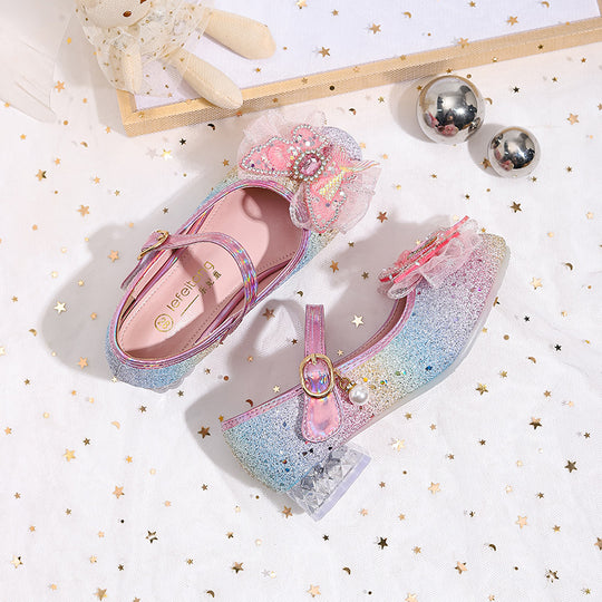 Damen Glitzernde Ballerinas mit Blumenmotiv EB