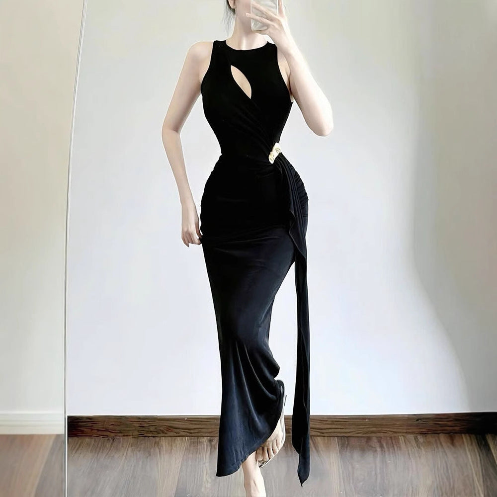 Damen figurbetontes Abendkleid mit asymmetrischem Schnitt und eleganter Drapierung EB