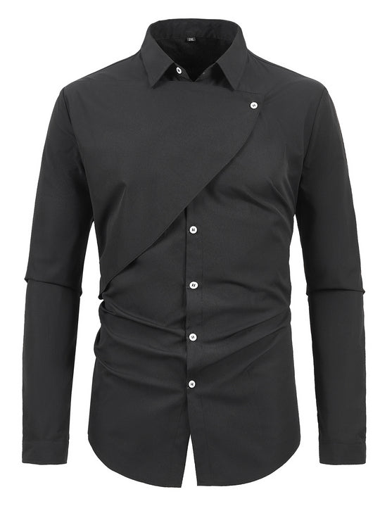 Herren Elegantes Kurzarmhemd mit asymmetrischem Design EB