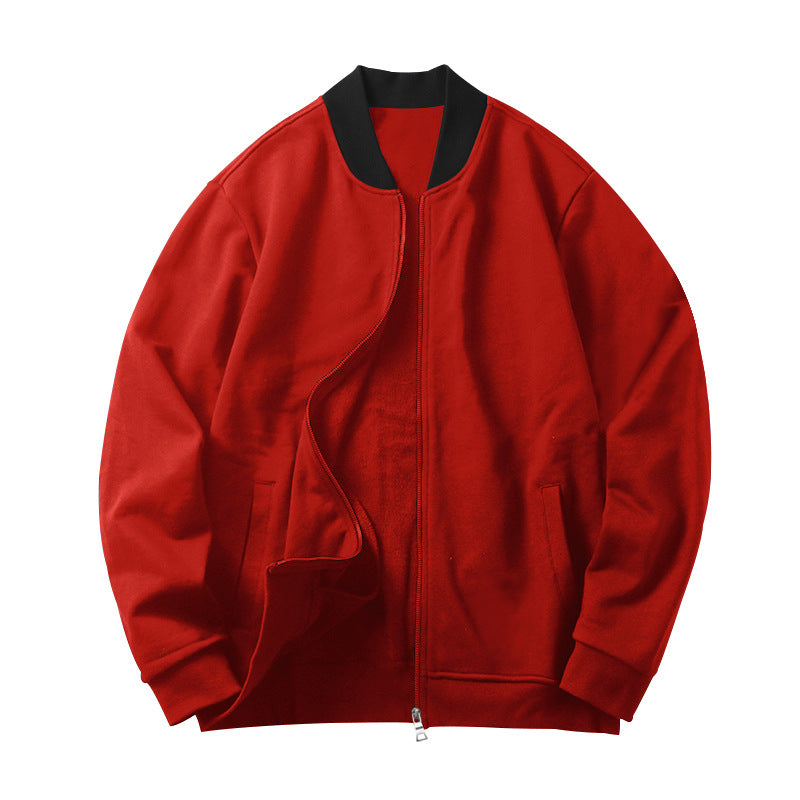 Herren Minimalistische Bomberjacke mit durchgehendem Reißverschluss, geripptem Stehkragen & Eingrifftaschen EB