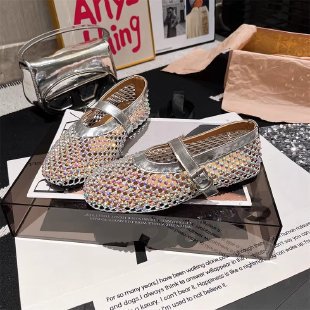 Damen Funktionsfähige Ballerinas mit glamouröser Blink-Applikation EB