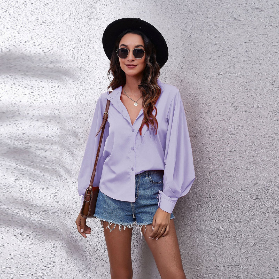 Damen Oversized Longsleeve Bluse mit lässigem Schnitt und voluminösen Ärmeln EB