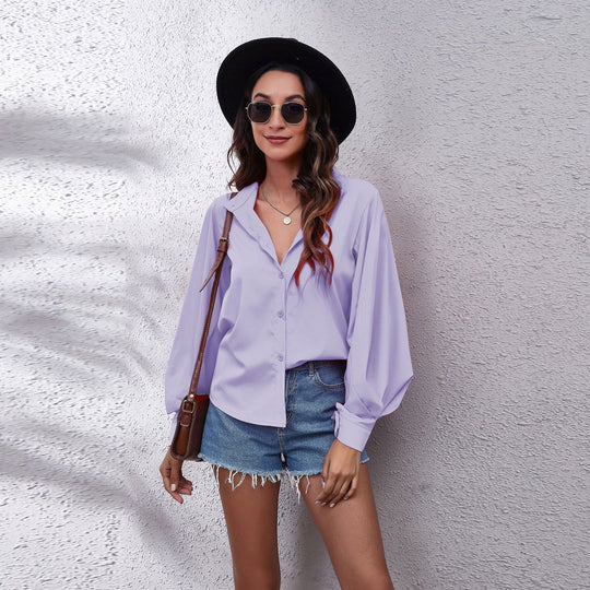 Damen Oversized Longsleeve Bluse mit lässigem Schnitt und voluminösen Ärmeln EB