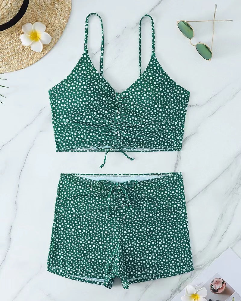Damen Bikini mit floralem Rüschendesign und verstellbaren Trägern EB