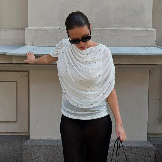 Damen Elegantes Drapiertes Oberteil mit edlen Akzenten EB