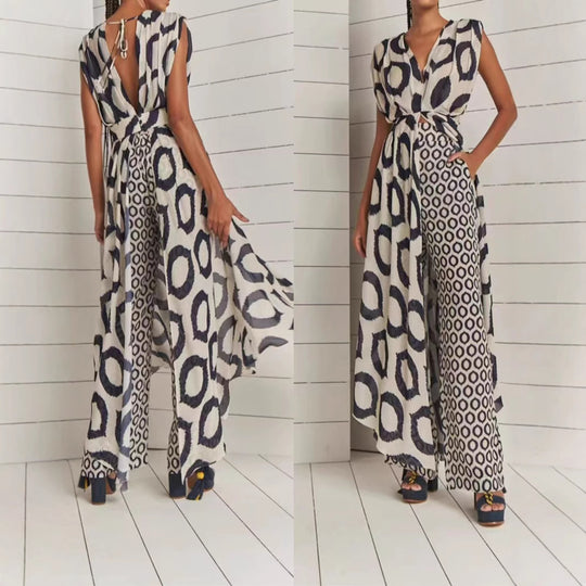 Damen Maxikleid mit raffiniertem Wickeldesign und Taschen EB