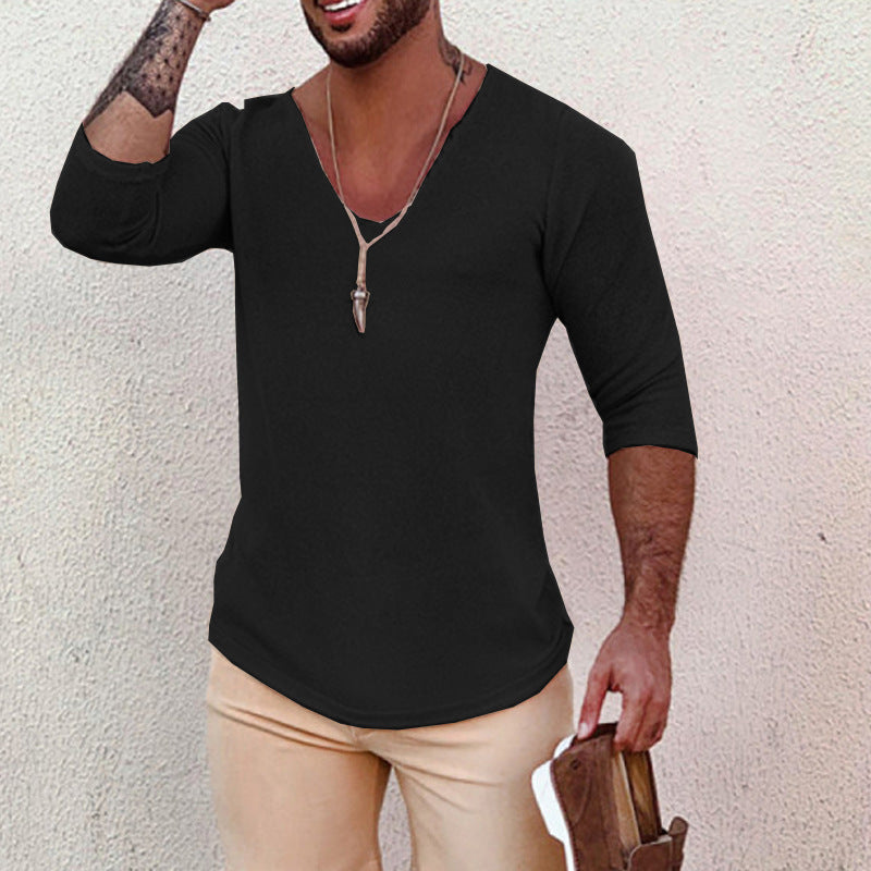 Herren V-Ausschnitt Shirt mit innovativem Strukturdesign EB