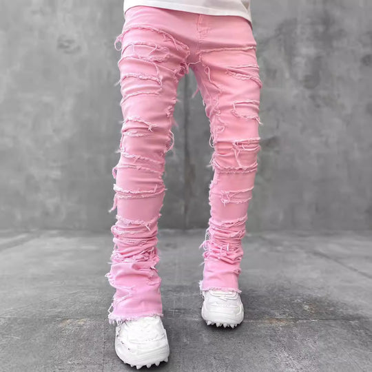 Damen Skinny Jeans mit fransigen Details EB