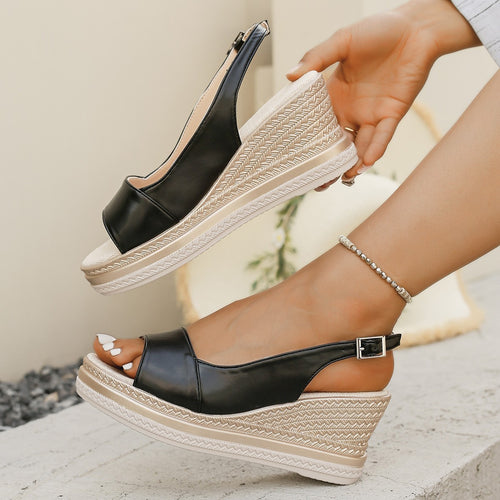 Damen Wedge-Sandalen mit verstellbarem Riemen und rutschfester Sohle EB